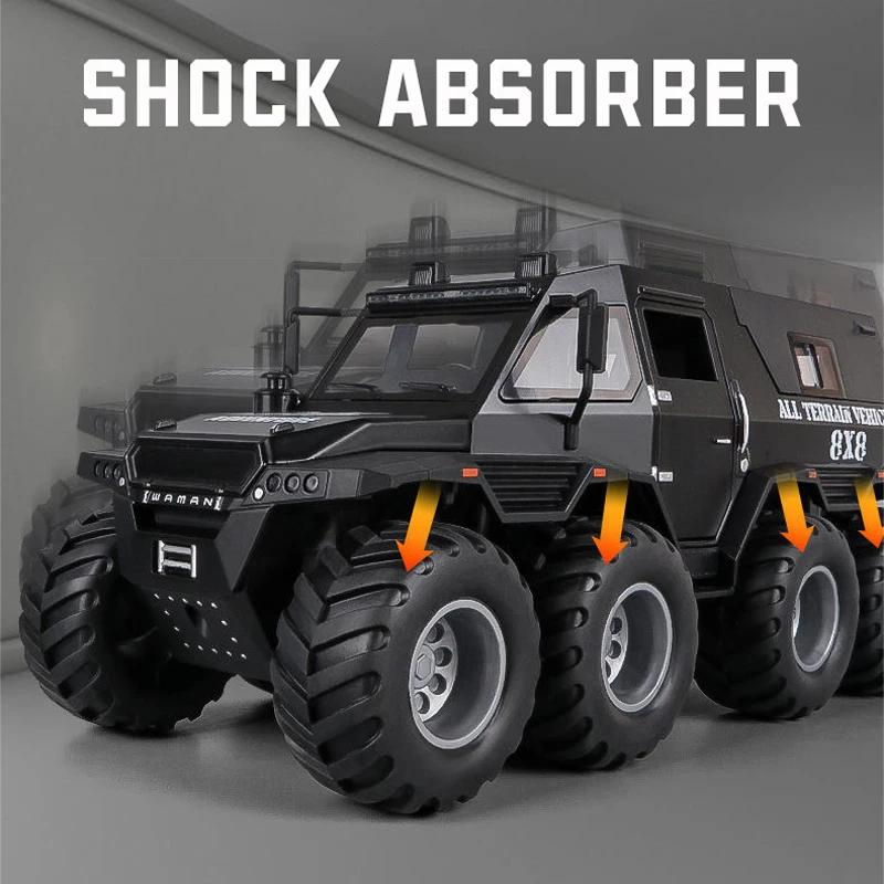 1/24 Scale Shaman 8X8 Alloy Car Model Light & Sound Effect Diecast Car Toys for Boys Birthday Gift Kids Toys Car Collection