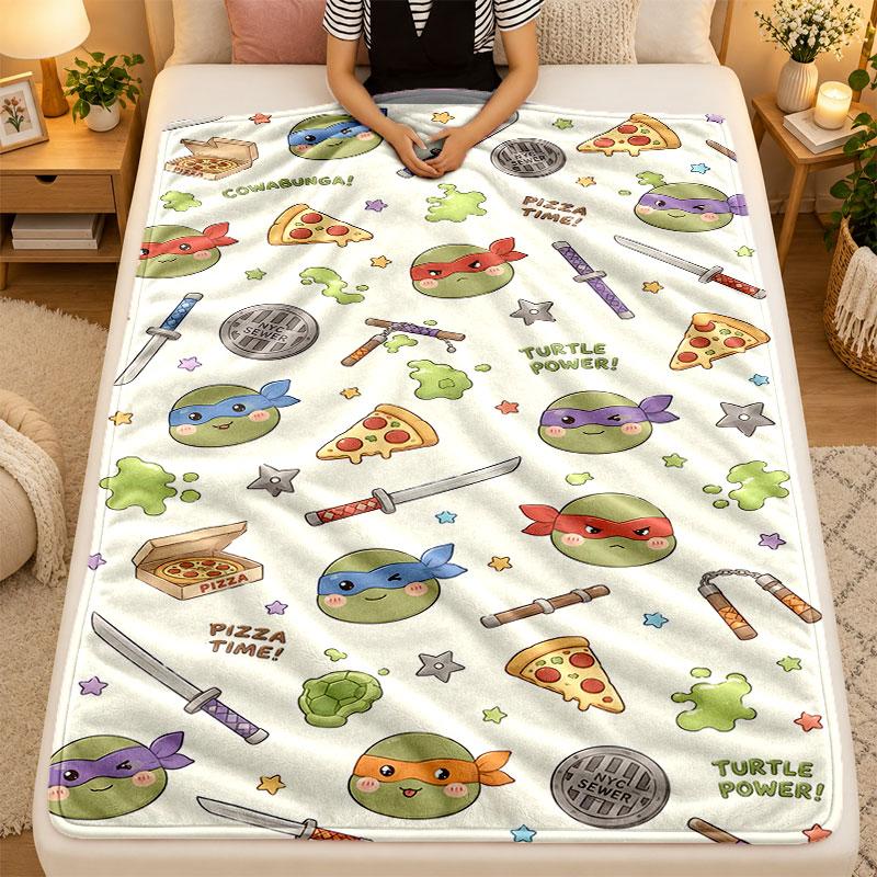Flannel BlanketTeenage Mutant Ninja Turtles Warm Soft Throw Blanket for Indoor Sofa Bed Living Room Use