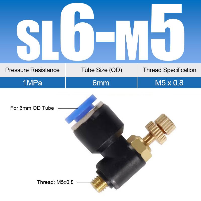 Pneumatic Quick Connect Connector SL 4 6 8 10 12mm M5 '1/8' 1/4 '3/8' 1/2 Air Speed Regulating Valve Accelerator Valve