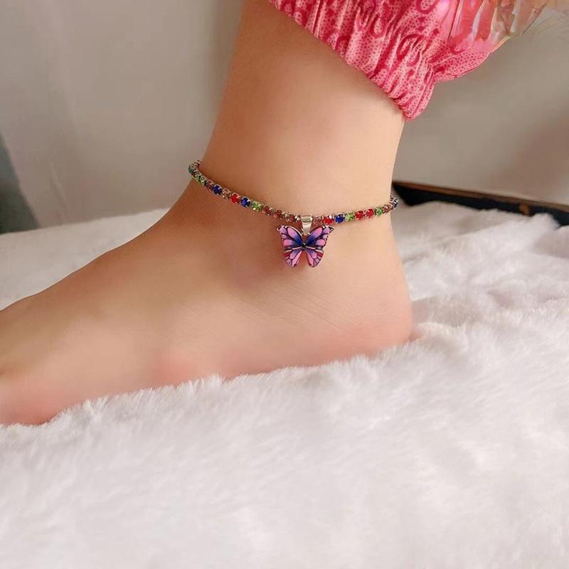 1PC Colourful Butterfly Pendant Anklet for Women Beach Foot Jewelry Bracelet Fashion Party Jewelry