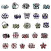 10pcs Colorful Antique Silver Rhinestone Spacer Beads Large-Hole Crystal Glass European-Style Beads for DIY Snake Chain Jewelry