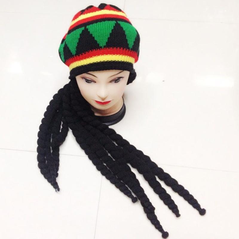 Bob Marley Reggae Jamaican Style Hat Dreadlocks Wig Caribbean Beret Cap