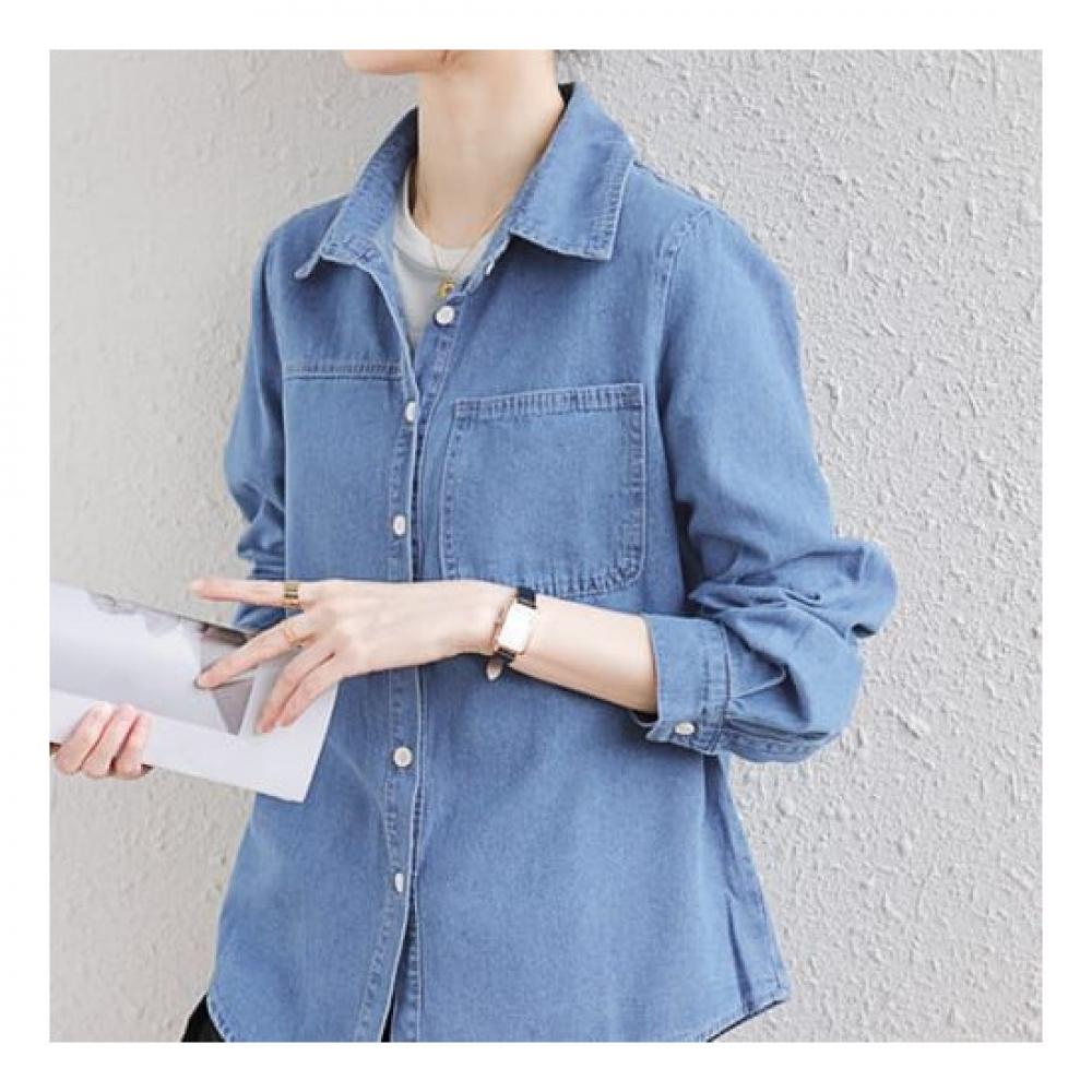 Navava Casual Retro Long Sleeve Denim Shirt Nb1809