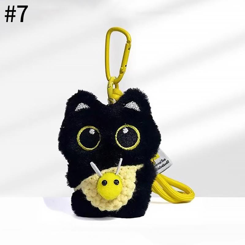 Black Cat Keychain Accessories Plush Stuffed Kitten Pendant Kawaii Cat Couple Keyrings Bag Charm Birthday New Year Party Favors