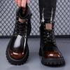 Men High Top Boots PU Thick Sole Low Heel Trendy Ankle Boots Business Casual Men Boots