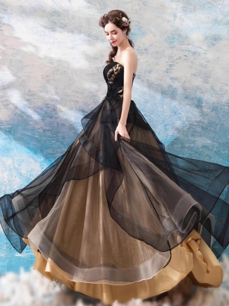 Cute party wedding graduation large color recital [Ominefans] dress, dress, long, sequined, elegant, ceremony, size, slimming, black, dress,