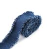 Denim Blue Ribbon Handmade Fringe Frayed Fabric for Wedding Invitations Bridal Bouquets Gifts Wrapping and Bow Handmade Material