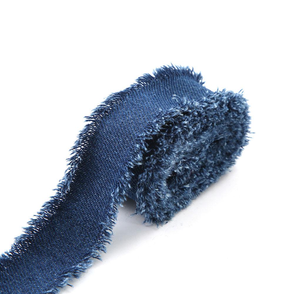 Denim Blue Ribbon Handmade Fringe Frayed Fabric for Wedding Invitations Bridal Bouquets Gifts Wrapping and Bow Handmade Material