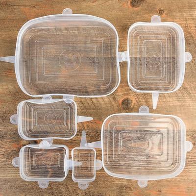 Couvercles extensibles en Silicone, 6 pièces, couvercle universel pour bol, Pot, couvercle en Silicone pour poêle, cuisson des aliments frais, couvercle pour micro-ondes