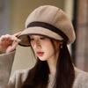 Versatile Plush Thickened Octagonal Hat for Women In Autumn and Winter New Outdoor Windproof and Warm Beret Big Head Siding Cap