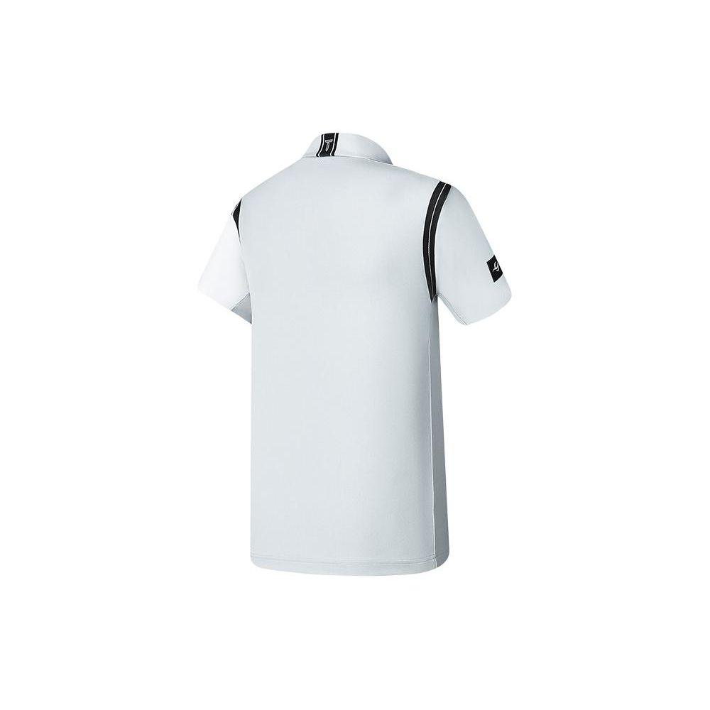 FILA Color Block Polo Golf Elite Knit Short Sleeve T-Shirt Men Tops Mist-Gray-Blue A11M415101F-LB