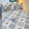 Modern Geometric Plaid Pattern Bed Sheet Set Cute Puppy Printed 100% Cotton Bed Sheets with 2 Pillowcases Home Bedding Set