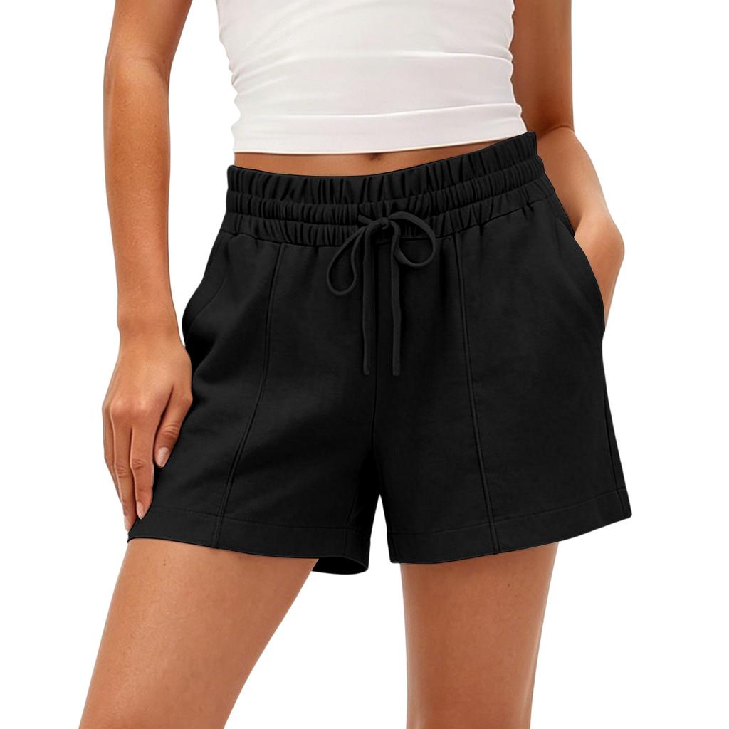 Women Drawstring Waist Casual Shorts with Pockets Relaxed Fit Lightweight Elastic Lounge Shorts for Daily Wear