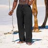 Summer Men's Straight Leg Pants Breathable Cotton and Linen Loose Casual Sports Trousers