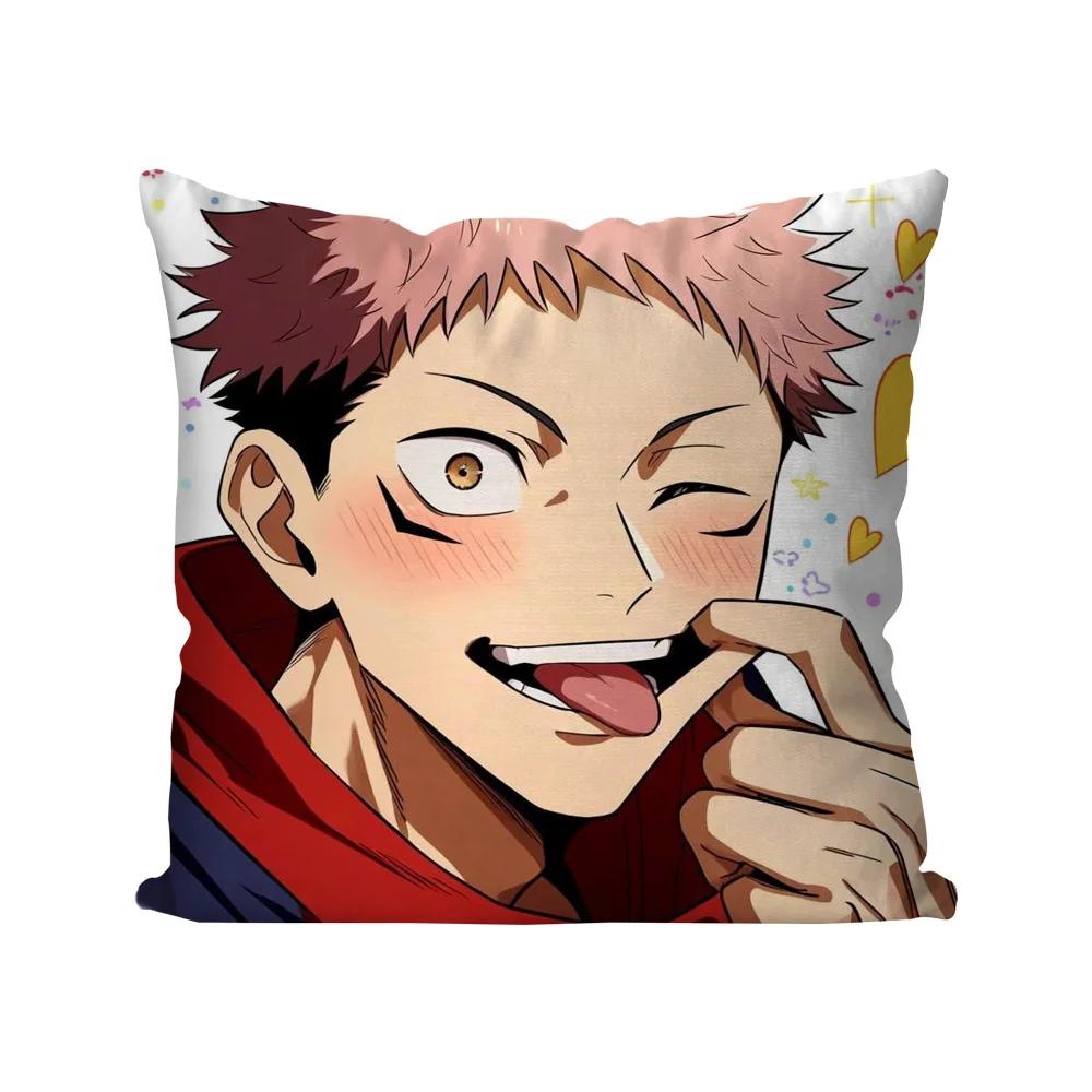 Itadori Yuji Animation Jujutsu Kaisen Pillow Case Square Pillow Bedroom Sofa Leisure ComfortCarLiving Room Home Decoration 40X40