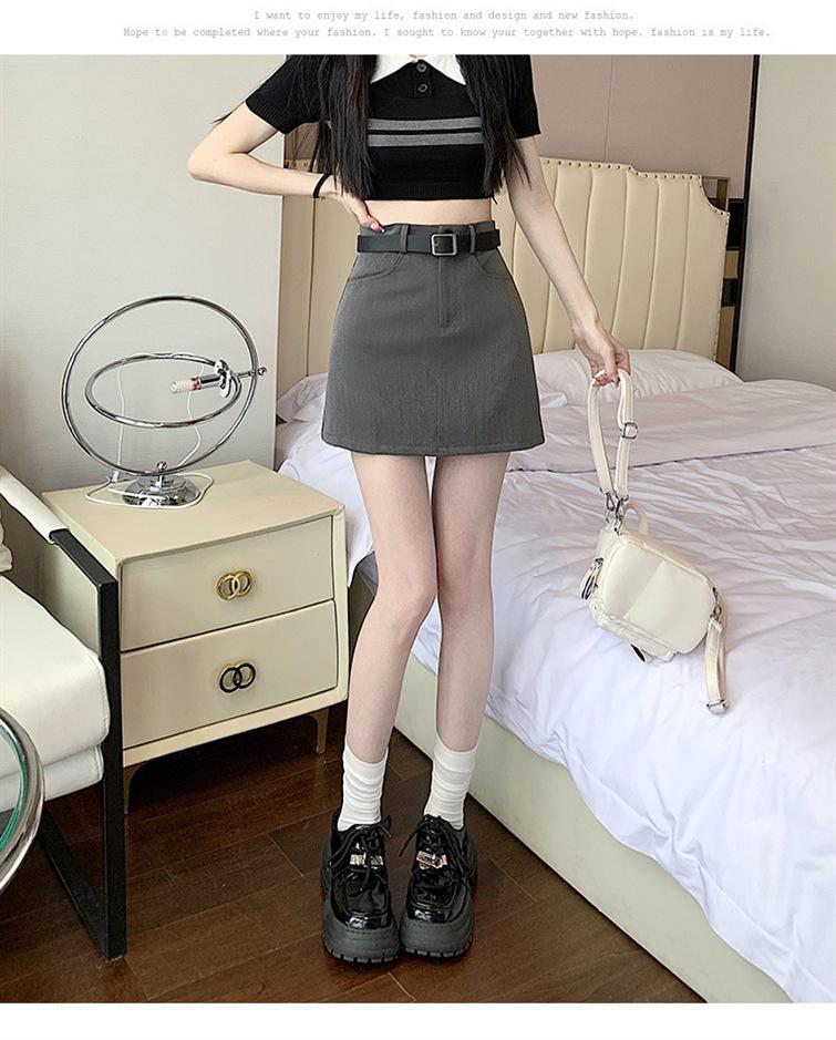 

2024 Women s Plus Size High Waist Hip-Hugging Midi A-line Skirt with Slit Extra Small серый