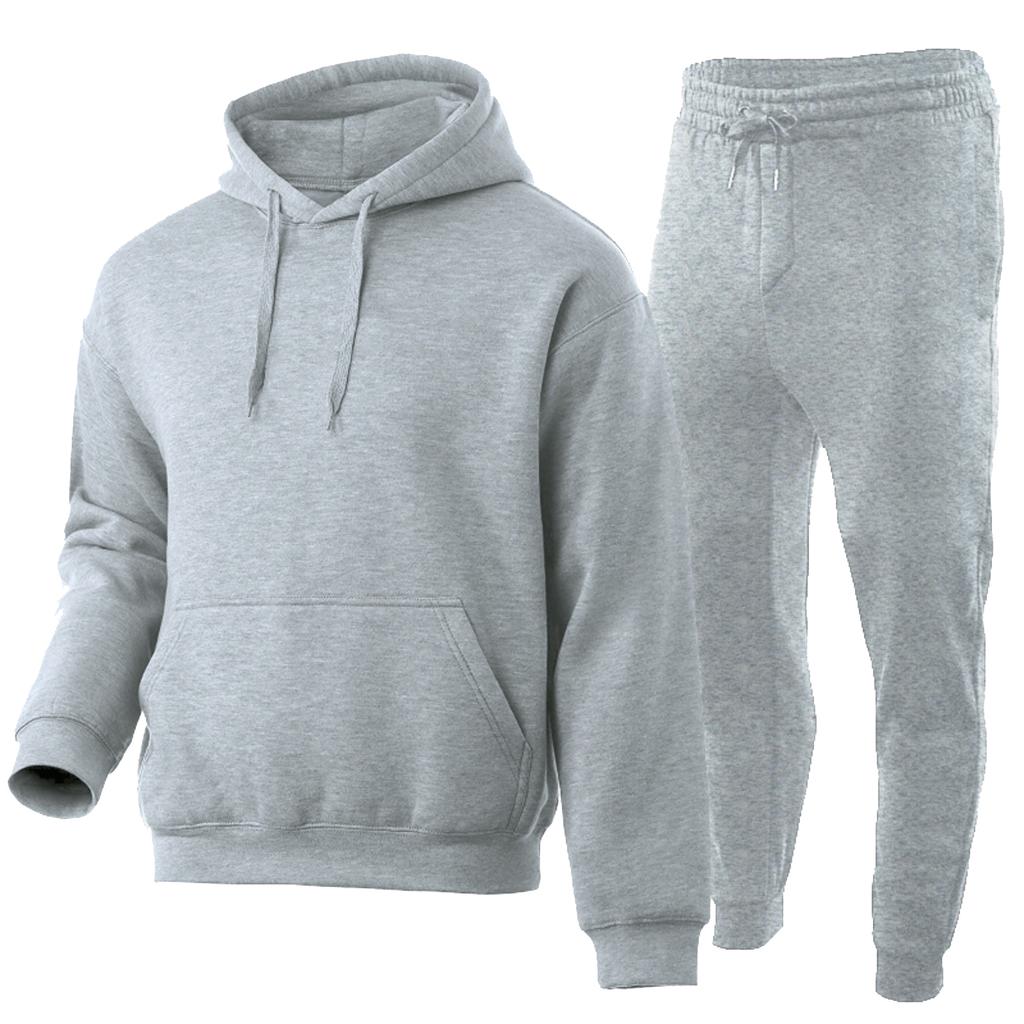Herren- und Damen einfarbige lässige Fleece warme Kapuzen-Sweatshirts mit Kordelzugbündchen, Sweatshirts und Sweatpants, Sport 2-teiliges Set