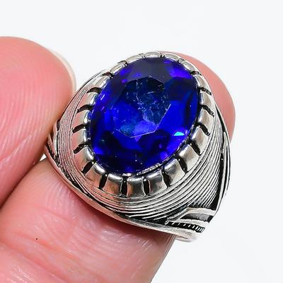 Natural Blue Topaz Gemstone 925 Sterling Silver Jewelry Ring Size 7.5 AR-18395