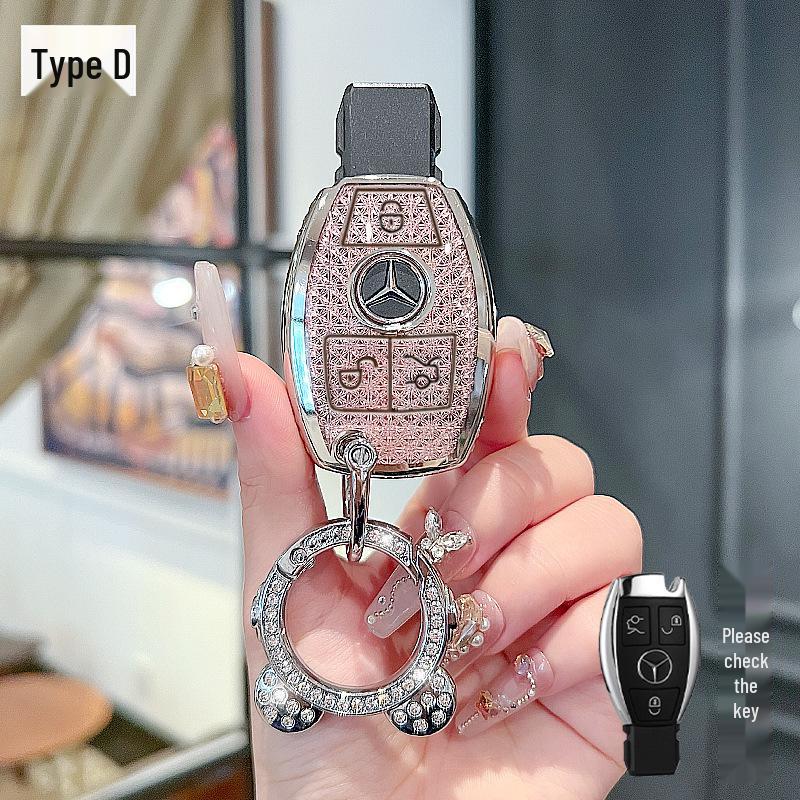 High-End Key Case for 25 Mercedes-Benz Models: E300L, C260L, GLC, GLS, EQE, A-Class - Elegant Design for Women