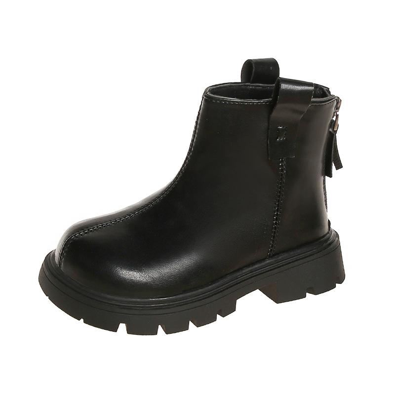 Mädchen Lederstiefel Schwarz Braun Kinder Chelsea Boots Rutschfest Kinder Kurzstiefel für Jungen Großbritannien PU Runde Spitze