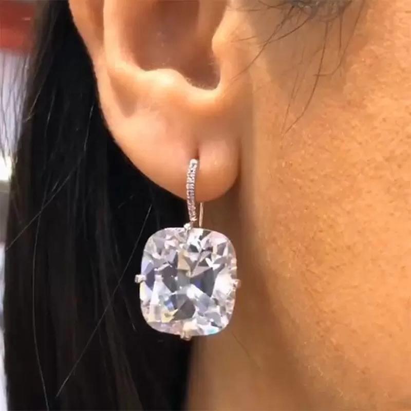 Versatile Square Zircon Earrings for Women - European & American Dangle Design