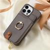 Leather Zipper Wallet with Card Holder Phone Case for IPhone 16E 16 15 14 13 12 11 Pro Max XS XR 7 8 Plus Ring Kickstand Cover