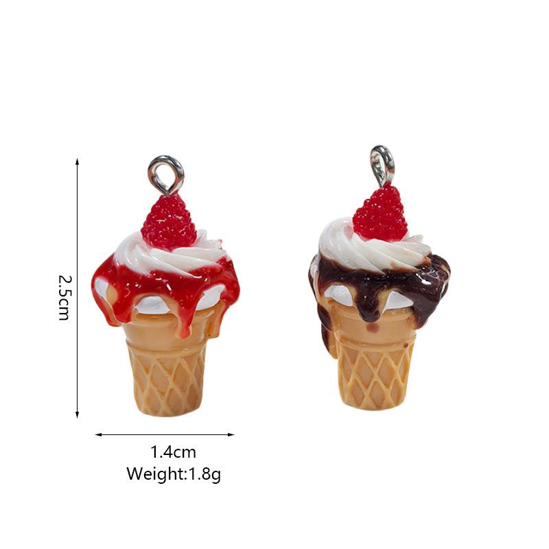 10Pz Fai da Te Carini Orecchini Braccialetti Accessori Marmellata di Fragole Simulato Gelato Resina Ciondolo Cibo 3D Per Creazione Gioielli