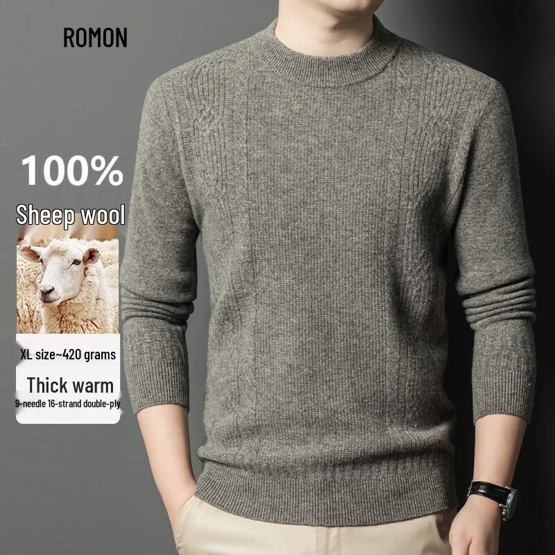 

Romon Men s 100% Wool Thickened Turtleneck Sweater L