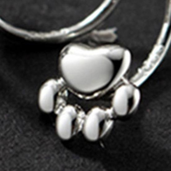 1 Pair Ear Studs High Polished Opening Hypoallergenic Silver-plated Comfortable to Wear Gift Copper Women Cat Paw Half Hoop Huggie Earrings for Dating