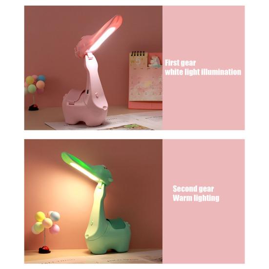 Alpaca Small Table Lamp LED Soft Light Adjustable Brightness USB Powered Folding Design Portable Desk Lamp with Pen Holder