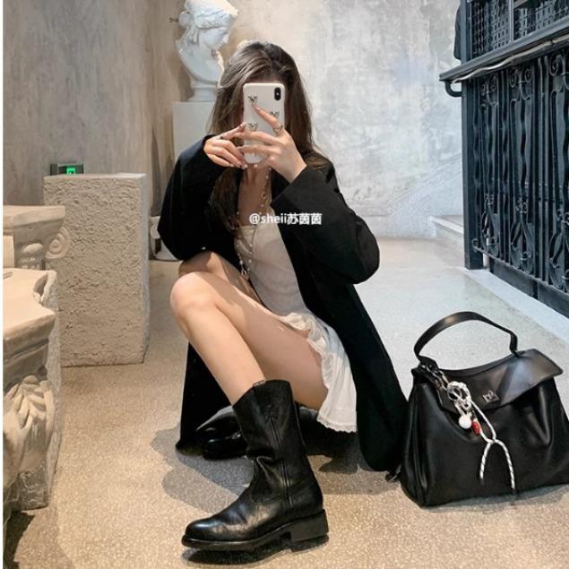 Spot second hair! Fashion versatile new washed horse leather V-mouth western boots thick heel short boots women's desert boots autumn