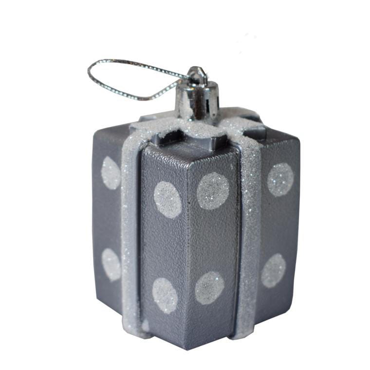 Set of 4 plastic baubles gifts 6 CM
