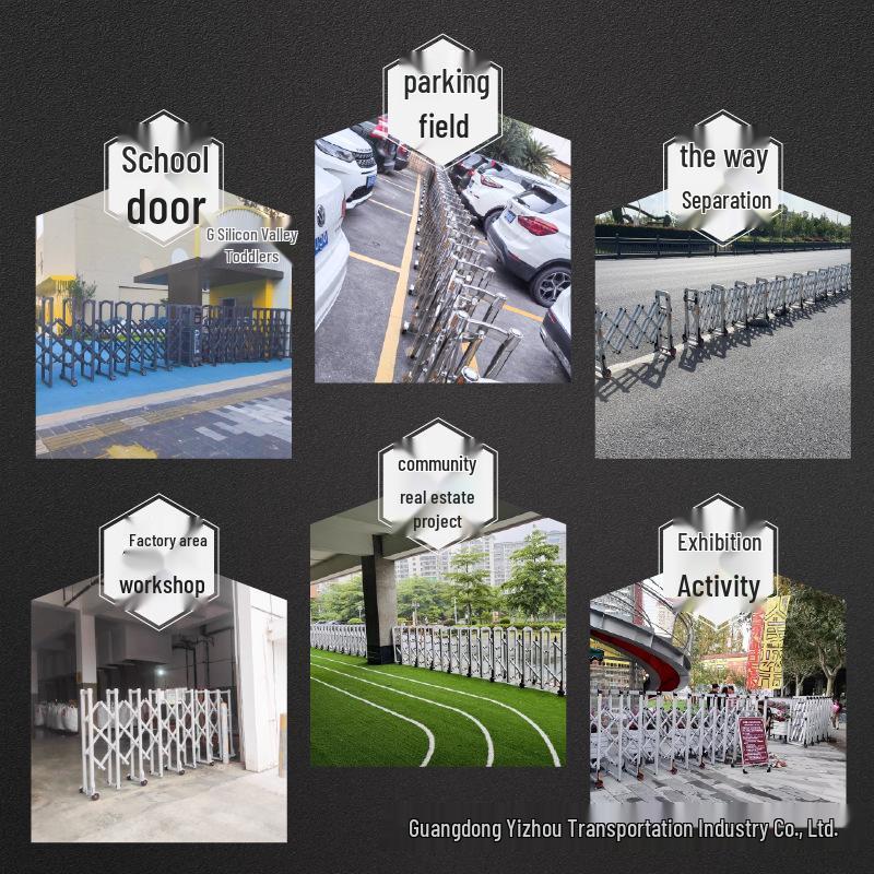 Telescopic Stainless Steel Safety Fence - Mobile and Collapsible Outdoor Barrier for Construction and School Use