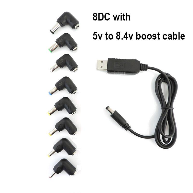 USB boost strømkabel DC 5V til 9V 8.4V 12V 12.6V 8pin hann 3.5mm 4.0x1.7mm jack Step UP Modul Konverter kontakt Adapter plugg
