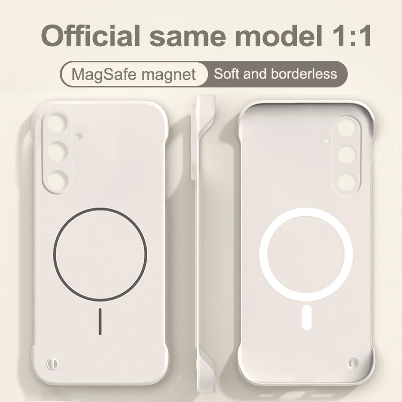 Frameless Magnetic Case For Samsung Galaxy A56 A16 A55 A15 A35 A05 A54 A34 A24 A14 A04 A04S A04E For Magsafe Hard PC Back Cover