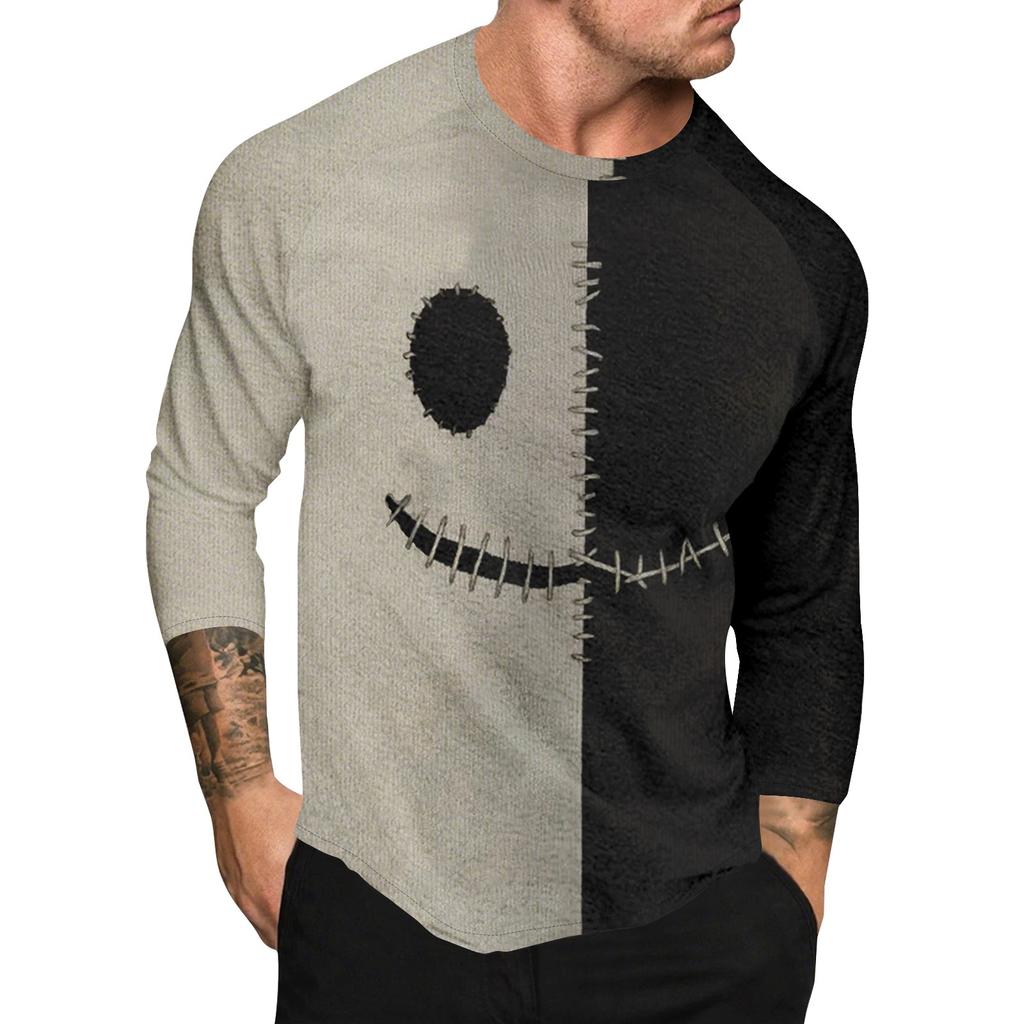 Halloween Print Raglan Sleeve Men's Long Sleeve Top