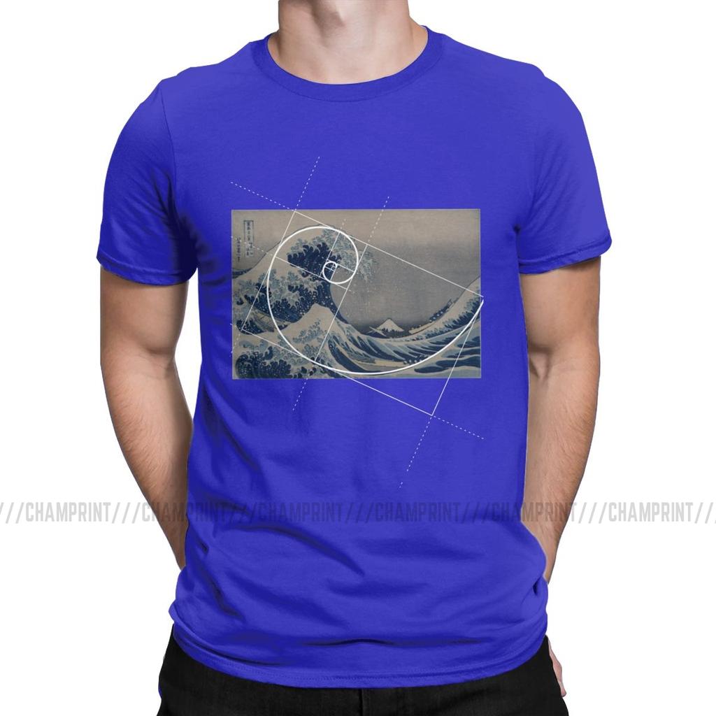 Hokusai Meets Fibonacci Sequence Men S T Shirt Golden Ratio Math T Shirts Technical Geek Vintage