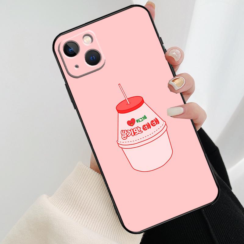 

Милый чехол для телефона «Клубничное молоко» для iPhone 17 Pro Max 16 15 14 11 12 13 Pro Max mini 15 16 Plus 16e 17 Air Cover iPhone 14