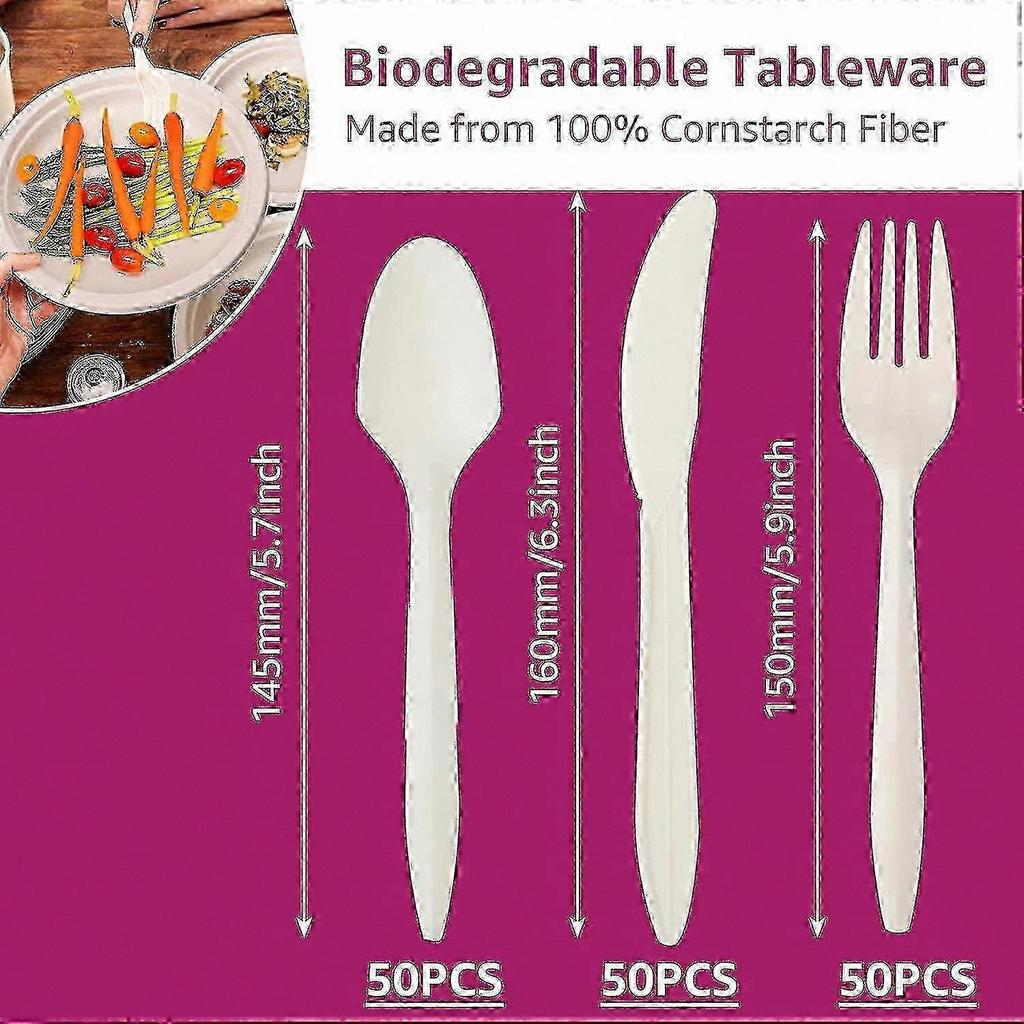 Biodegradable Bagasse Tableware Set, 250 Pieces, Includes Plates and Cutlery, Eco-Friendly Disposable Dinnerware Solution