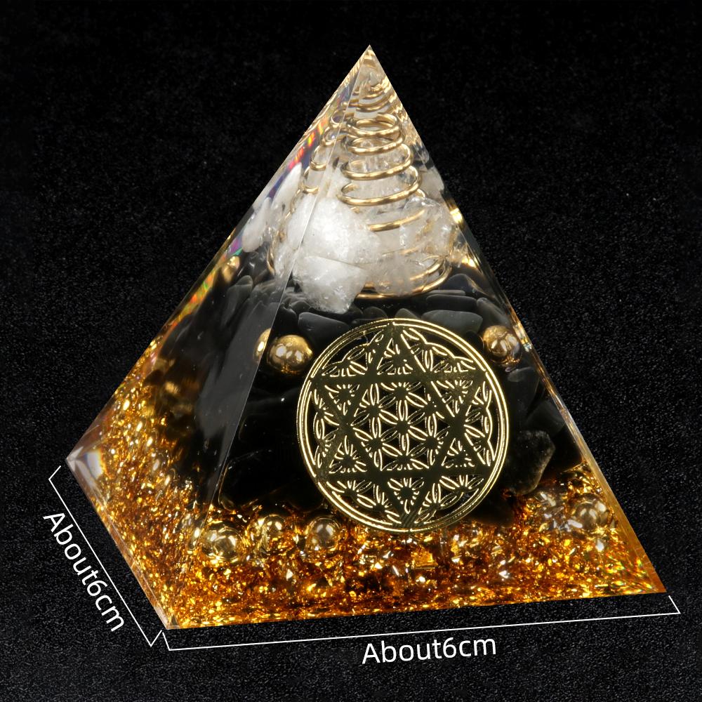 Crystal Devil's Eye Pyramid Natural Crushed Stone Lapis Lazuli Dropping Resin Home and Office Desktop Decoration Crafts 6x6cm