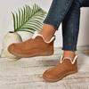 Velvet Warm Flat Soled Round Toe Cotton Shoes Snow Boots For Women Wide Width Slip On Women'S Fashionable Zippered Low Boot