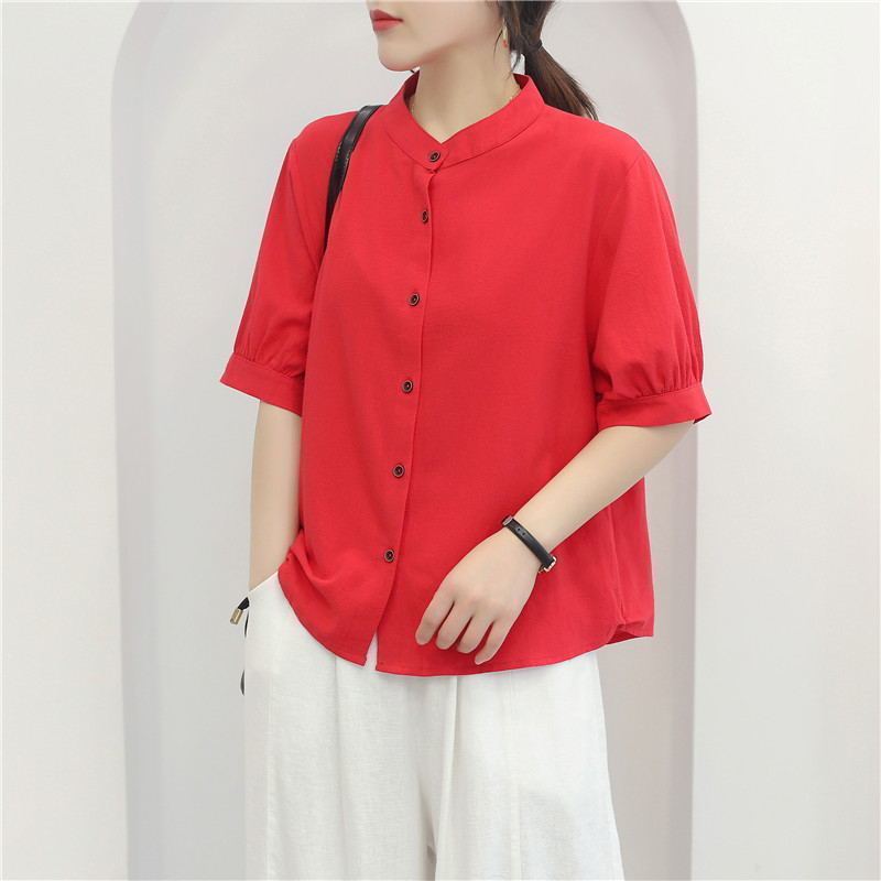 WTEMPO Summer Cotton Shirt Women Lantern Sleeve Vintage Top Loose  Solid Fashion Chic Oversize T-Shirt Y2k Top Lady Tops Drop Shipping
