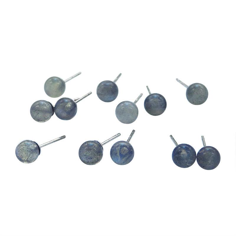 

Medieval Style Natural Blue Light Moonstone Stud Earrings Femininity Sterling Silver Minimalist Doudou Daily Versatile Ear Jewelry 925 silver