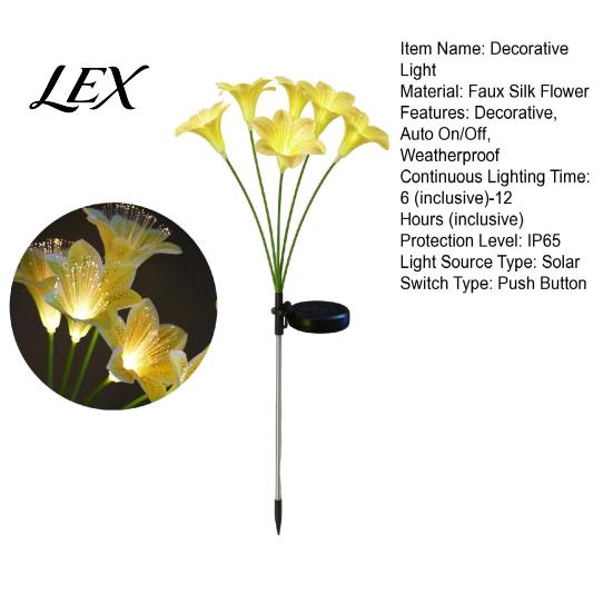 Weather Resistant Flower Decor Solar Lily Light, Garden Lights with Stake, LED Yard Lamp, Warm White Path Lighting Outdoor Decorative Lighting,