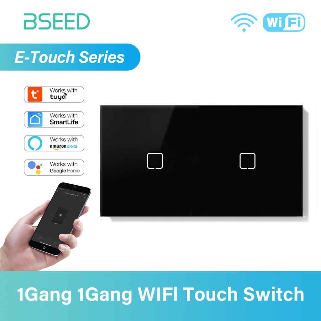 BSEED 1/2/3/4Gang WIFI Touch Switch Glass Smart Wall Light Switch Touch Screen Backlight Control Aleax Smart Life App E Series