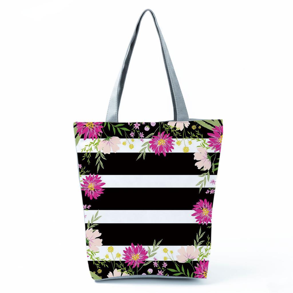 High Capacity Shoulder Bag Shopping Bags Bright Colors Floral Print Handbag Casual Travel Multi Functional Beach Bag Commuting Tote Bag