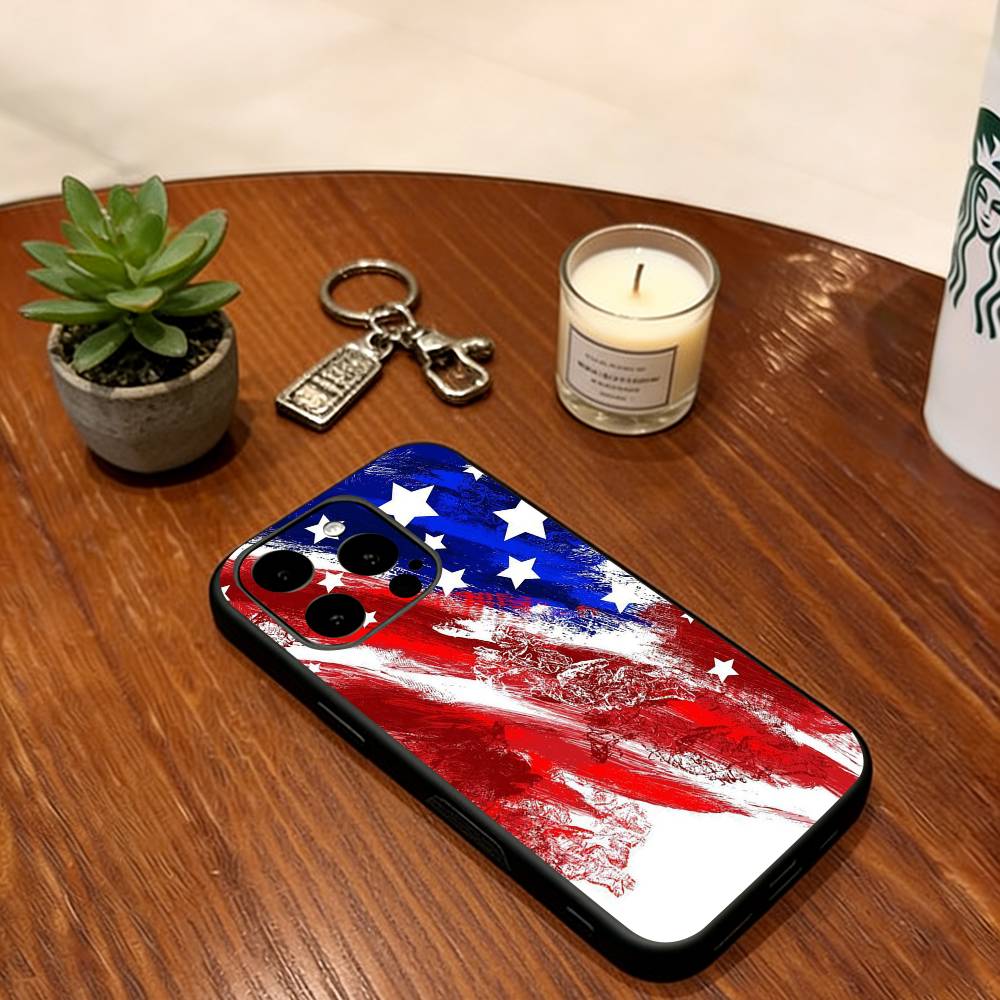Artistic American Flag Phone Case For iPhone 17, 16,15,14,13,12,11 Plus,Pro Max, Others Soft Black Cover