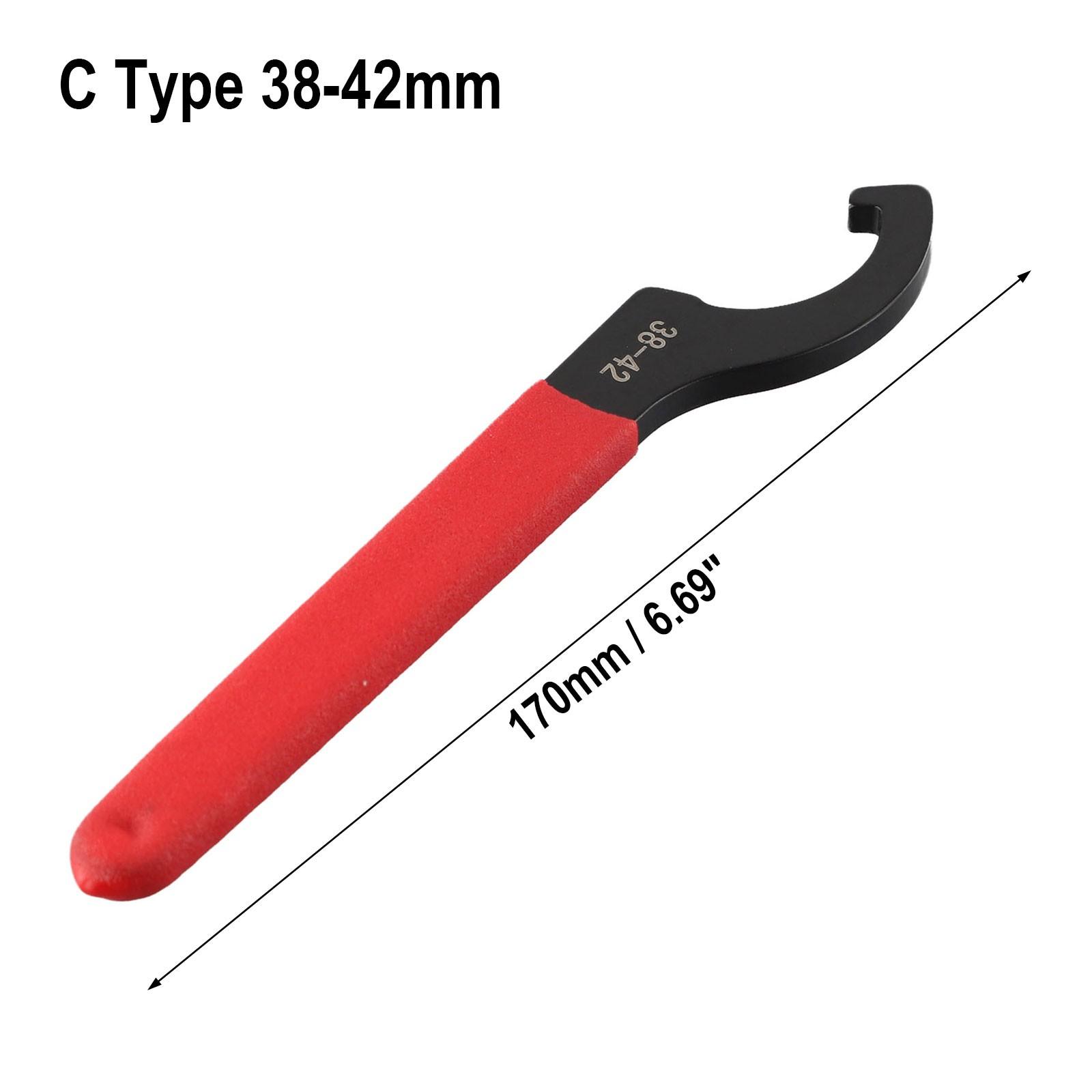 

C Hook Spanner Wrench Collet Chuck for 38-42mm Round Nut with Red Non-slip Handle 38-42mm