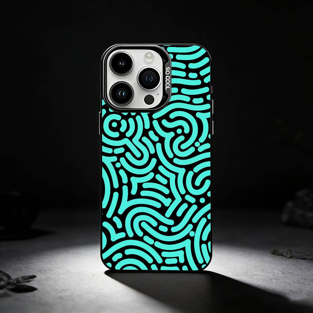 Abstract art line doodles Phone Case For iPhone 17,16,15,14,13,12,11 Plus,Pro Max,XS,Colored silver phone case