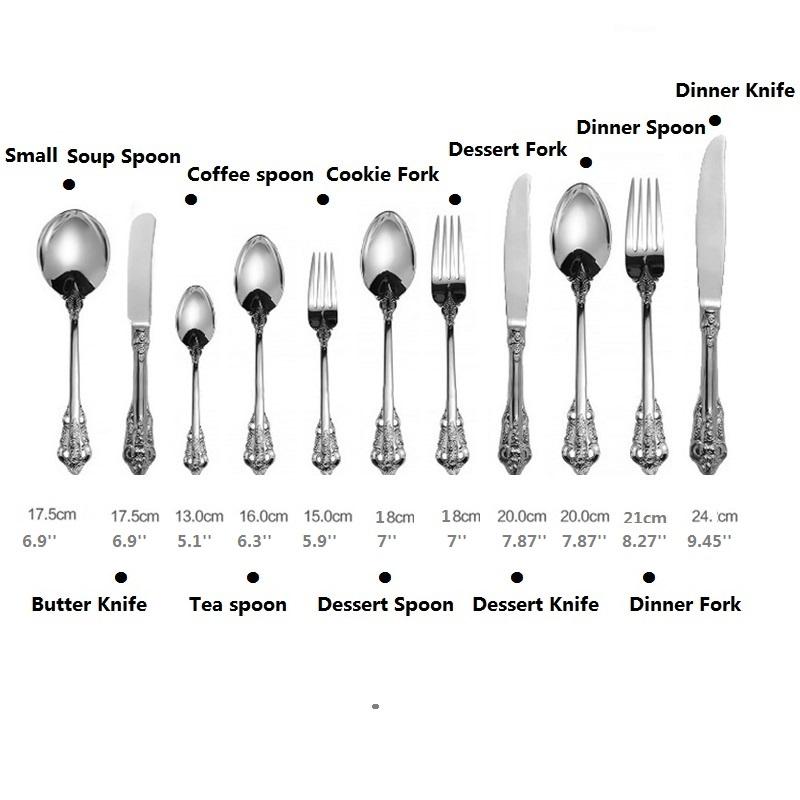 Silver Tableware Classic Silverware Stainless Steel Dinner Knife Fork Spoon Wedding Occasion Cutlery Xmas Western Dinnerware 1Pcs Vintage